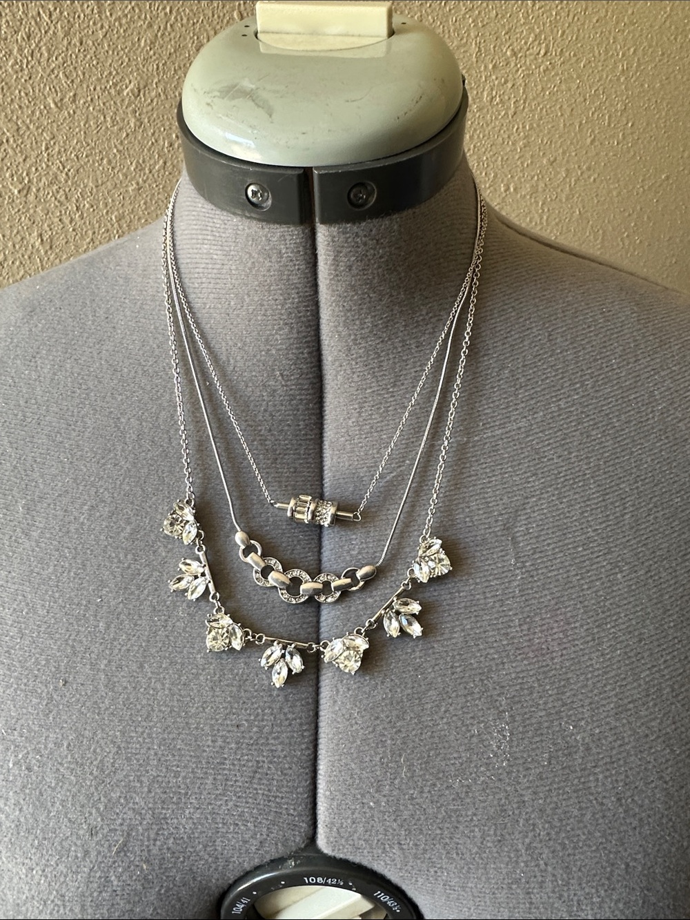 Guess by Marciano Layered Silver Crystal Necklace Set
